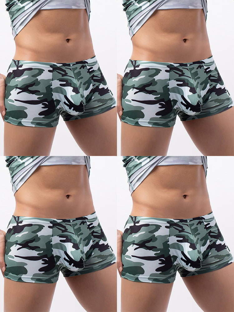 4-pack Men's Low-rise U-pouch Camouflage Boxer Briefs