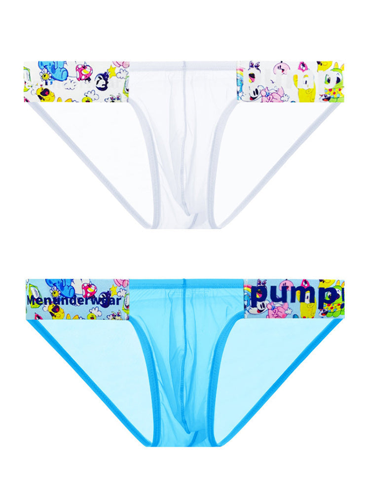 Men's Cartoon High-Cut Triangle Briefs | Breathable Transparent Stylish Underwear