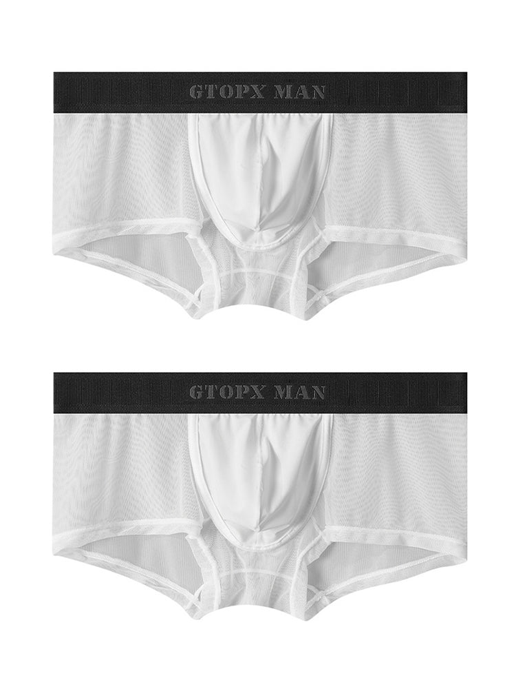 2-Pack Men's Breathable Mesh Ice Silk U-convex Low Waist Boxer Briefs