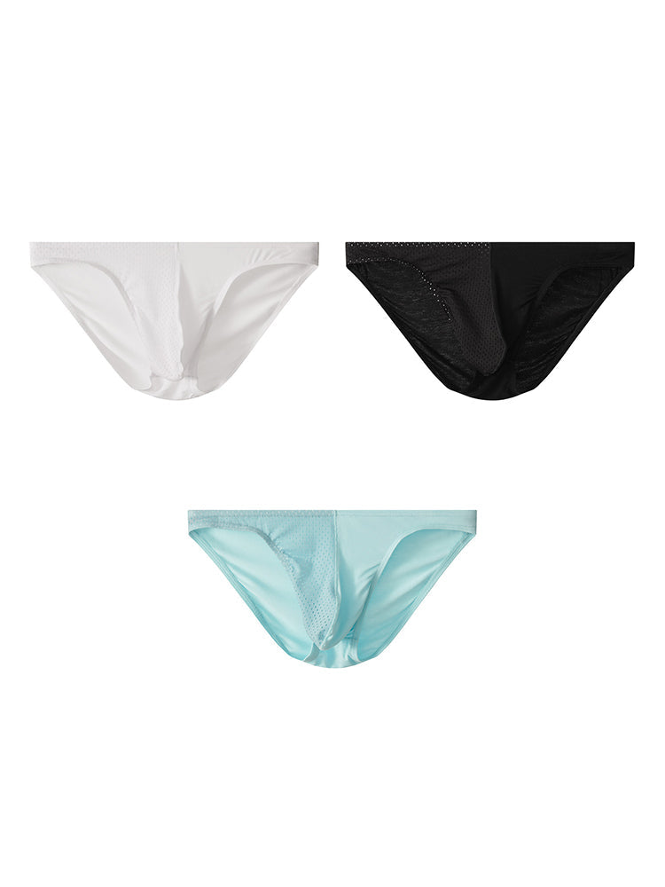 3 Pack Men's Mesh Sexy Low Waist Big Pouch Briefs
