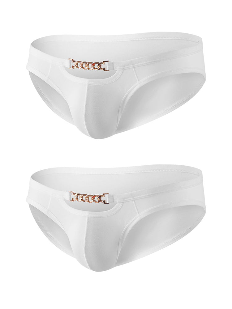 2 Pack Men's U-Pouch Design Metal-Clasp Thin Briefs