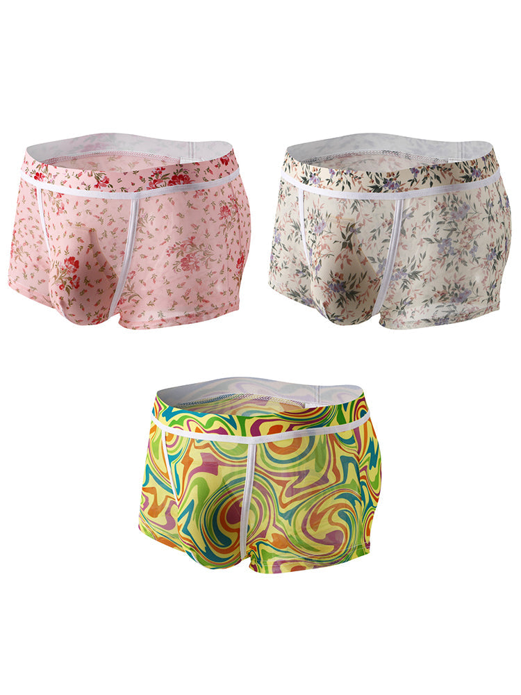 3 Pack Men's Sexy U-Shaped Mesh Breathable Boxer Briefs