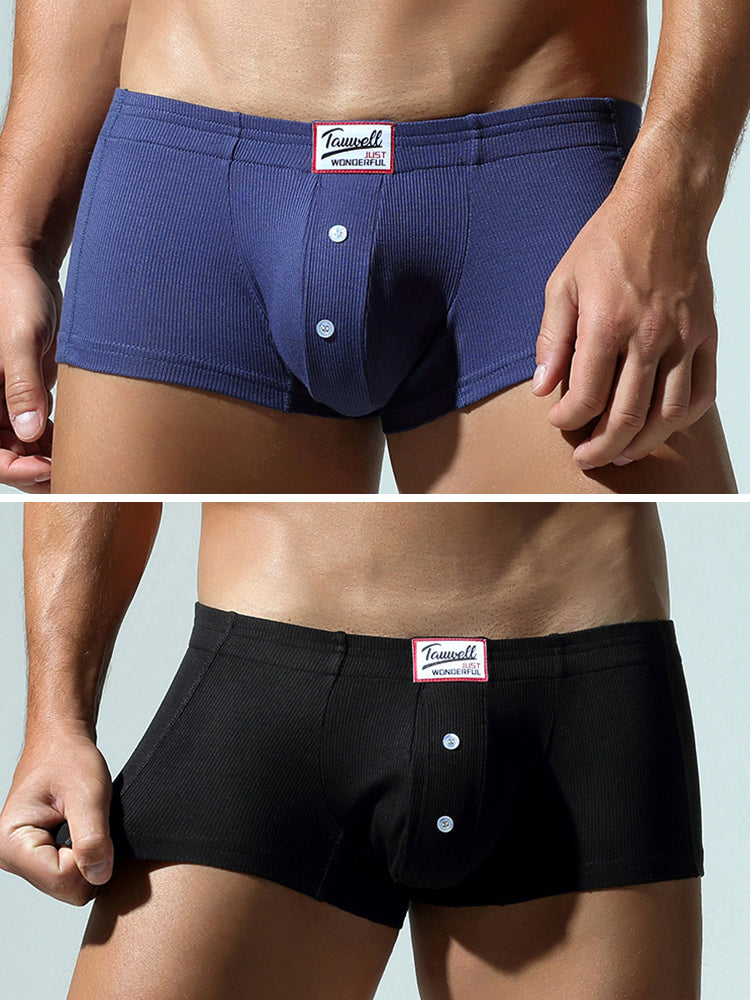 2 Pack Men's Soft Solid Color Simple Comfortable Breathable Trunks