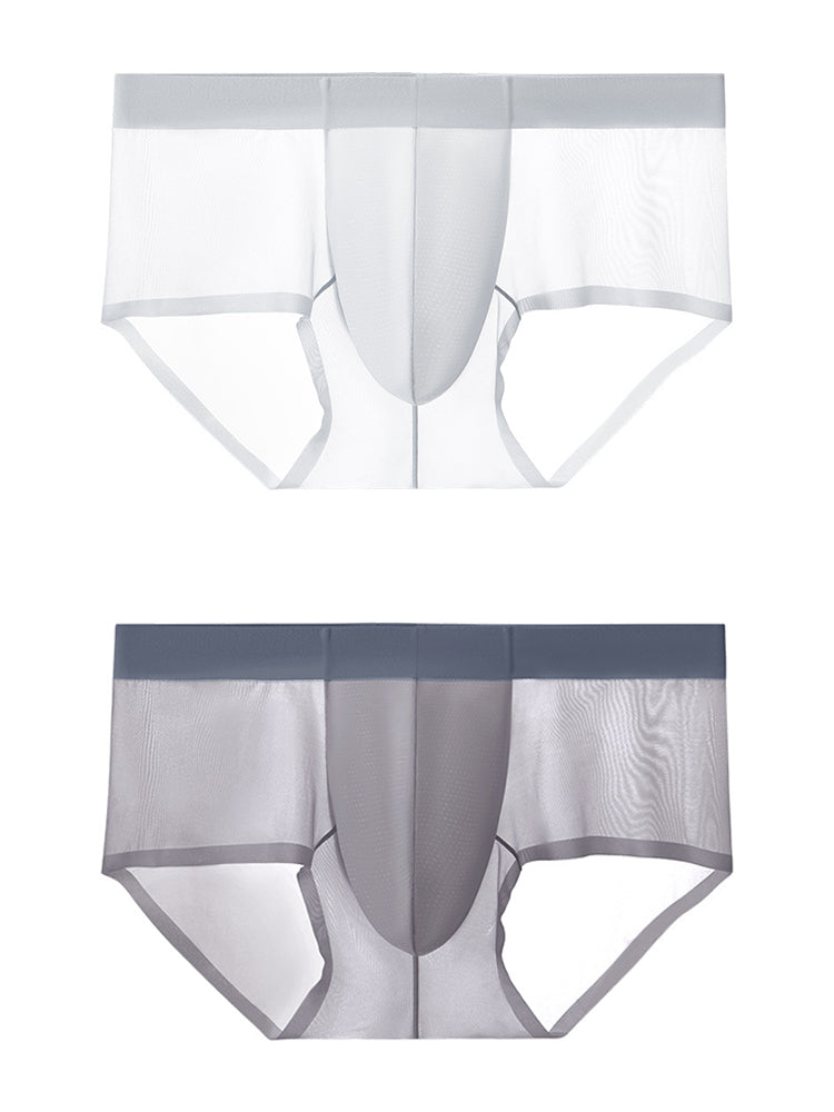 2 Pack Men's Ultra-Thin Ice Silk Breathable Quick-Dry Antibacterial Crotch Briefs
