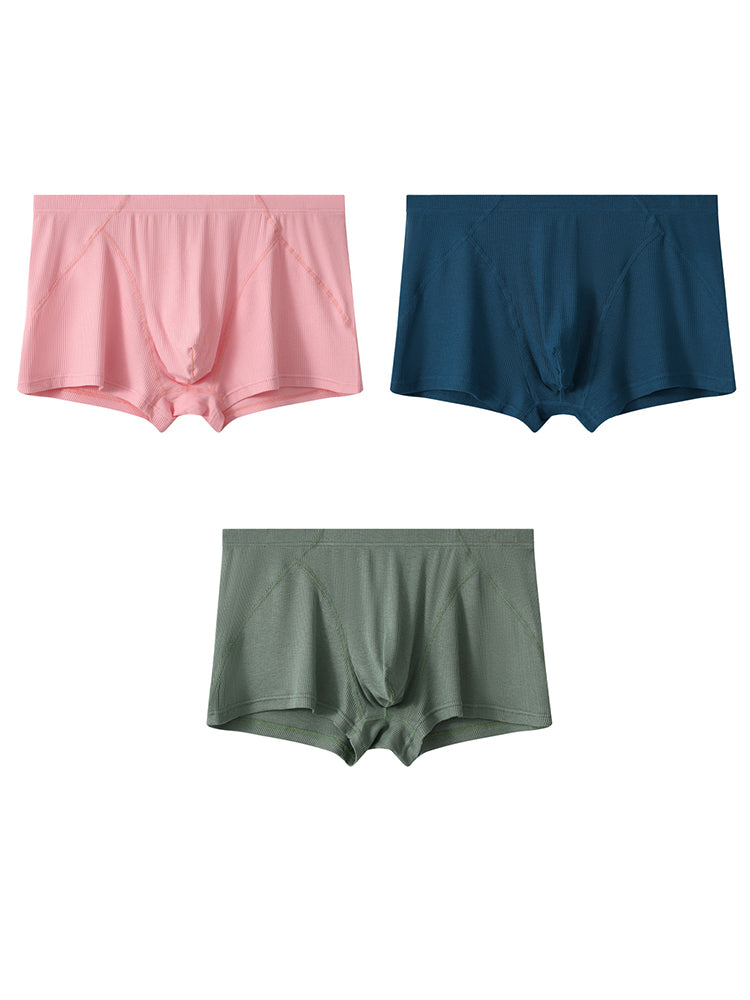 3 Pack Men's Breathable Comfort U-Shaped Raised Pocket Ribbed Briefs