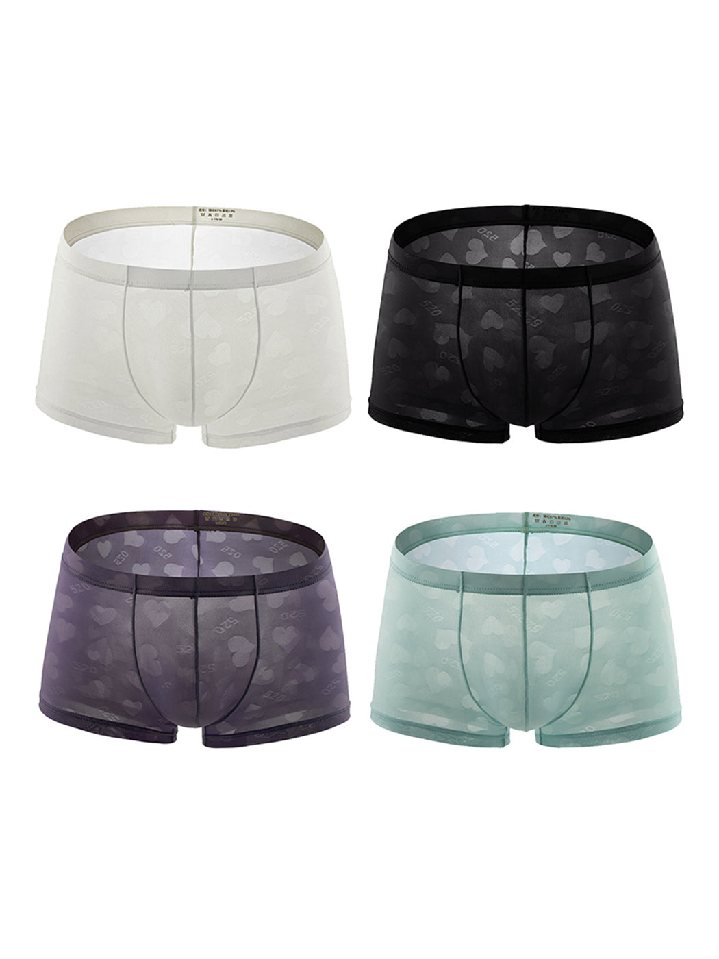 メンズセクシーハートメッシュトランクス4枚組