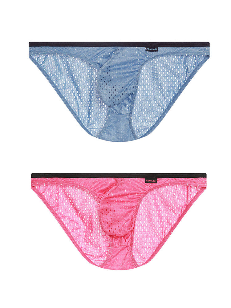 2-pack Men's Low-rise Mesh U-shaped Convex Pocket Sports Briefs