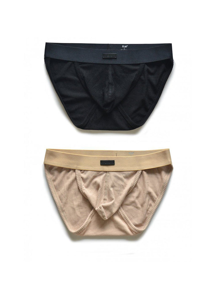 2 Pack Men's Low-rise High-cut Solid Briefs