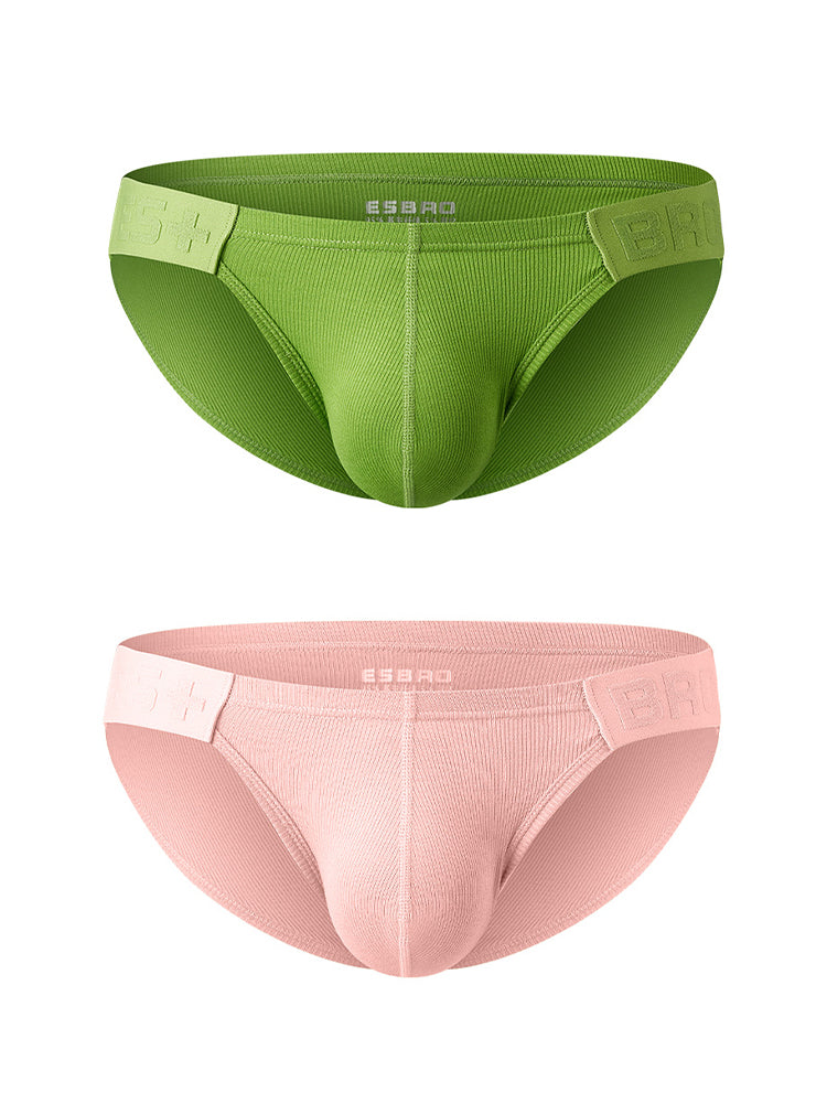 2 Pack Men's Solid Color Low Rise Sweat-Absorbent Large U-Shaped Small Pocket Briefs