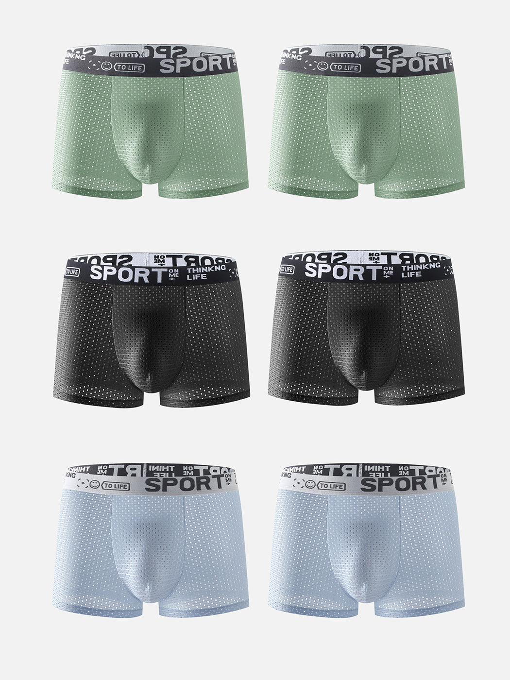 6 Pack Men's Contour Pouch Mesh Trunks