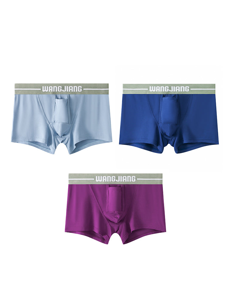 3 Pack Men's Breathable Trunks with Front Pouch