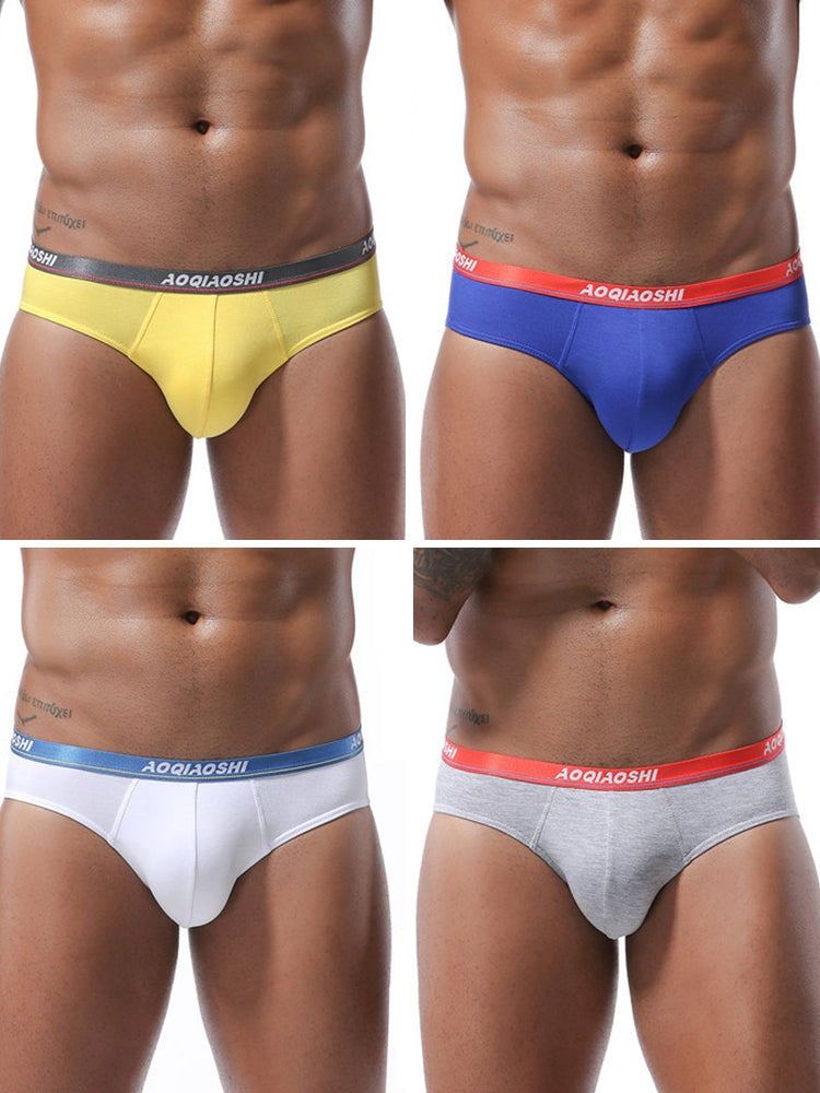 4 Pack Men's Stylish 3D U Convex Pouch Briefs