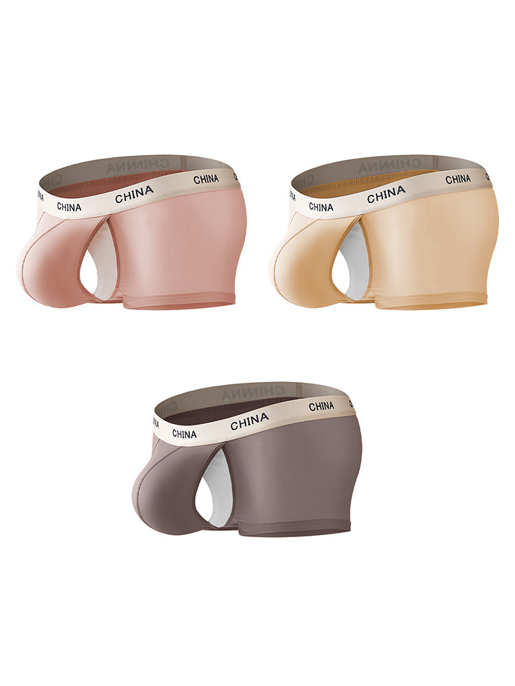 3 Pack Men's Ice Silk Bare-Sensation Breathable Lightweight Separating Trunks