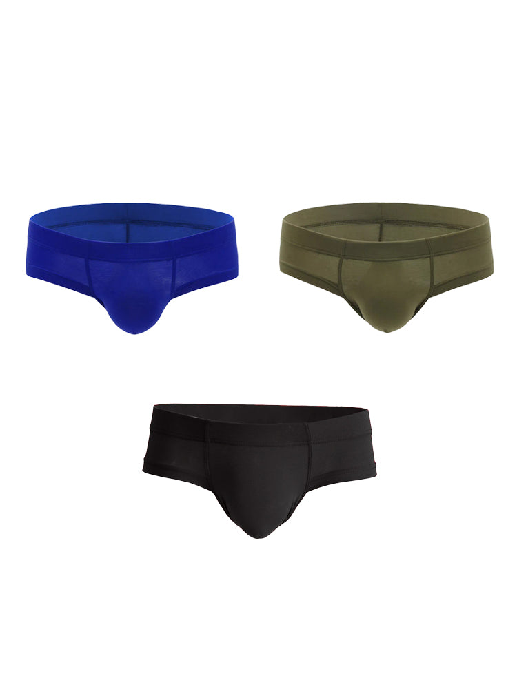 3 Pack Men's Cotton Solid U-Shaped Pouch Briefs