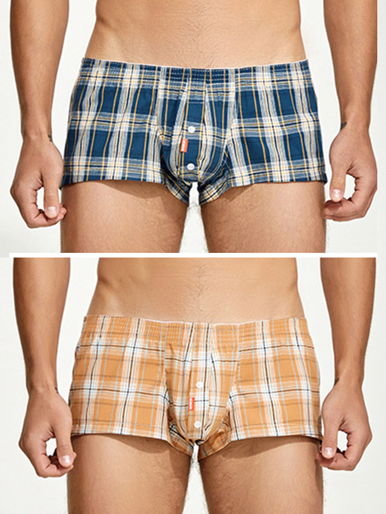 2 Pack Men's Plaid Lounge Shorts. Stylish and Breathable Sleep Trunks
