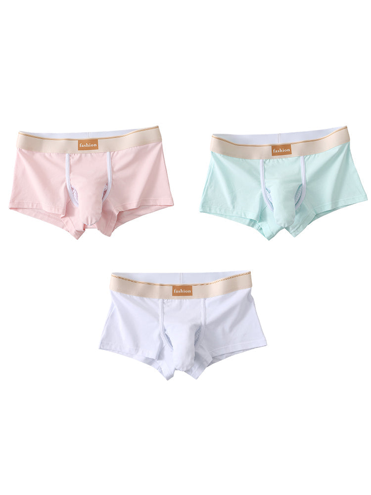 3 Pack Men's Elephant Trunks Gun and Bullet Separation Solid Color Cotton Sexy Boxer Briefs