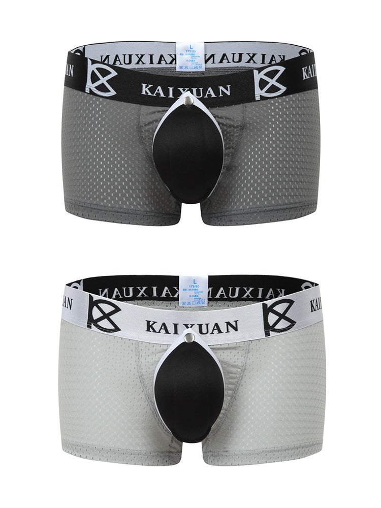 2-pack Men's Sexy Detachable Curled Cup Snap Hip Boxer Briefs