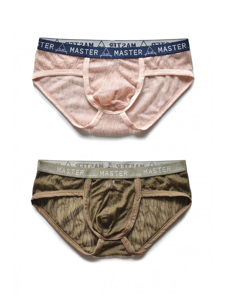 2 Pack Men's Low-Rise Sexy Lace U-Pouch Briefs