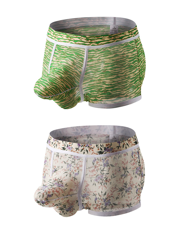 2-pack Men's Mesh Elephant Nose Transparent Boxer Briefs