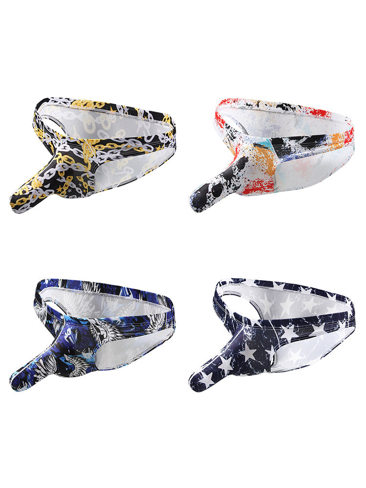 4 Pack Men's Elephant Print Sexy Bikini