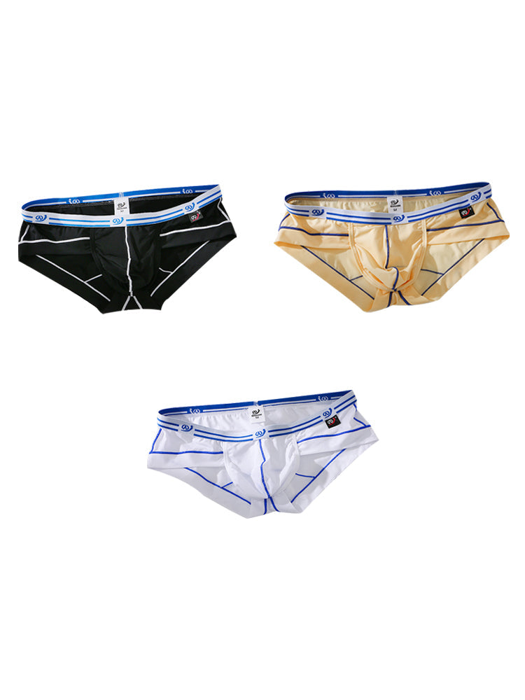 3 Pack Sexy Fashion Ice Silk Solid Color Men's Briefs