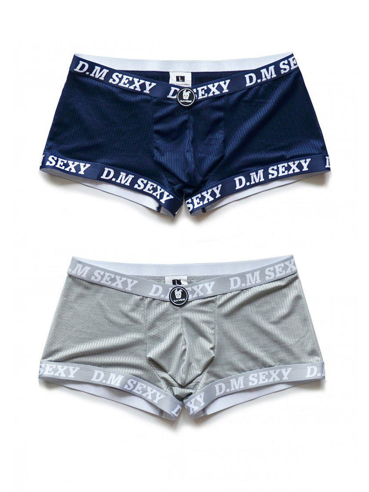 2 Pack Men's Low Waist Mesh Breathable Sports Trunks