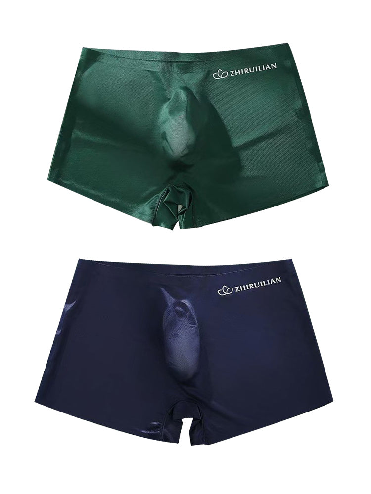 メンズ 半透明シームレス 3Dポケット ボクサーブリーフ 2枚組