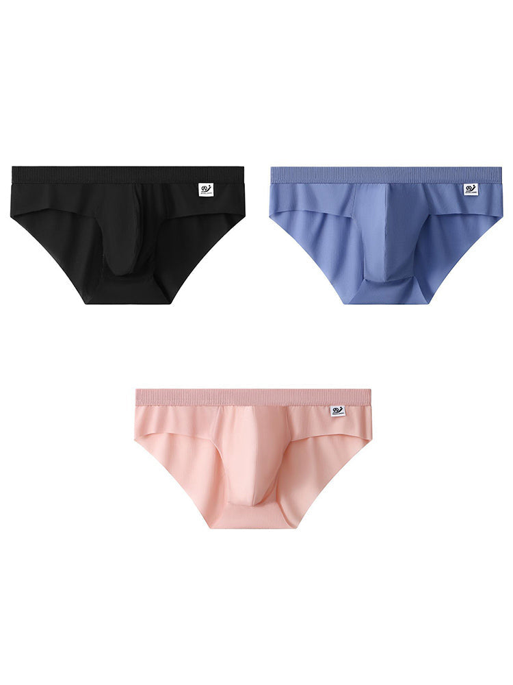 3 Pack Men's Ultra-Thin Breathable Ribbed Ice Silk Briefs