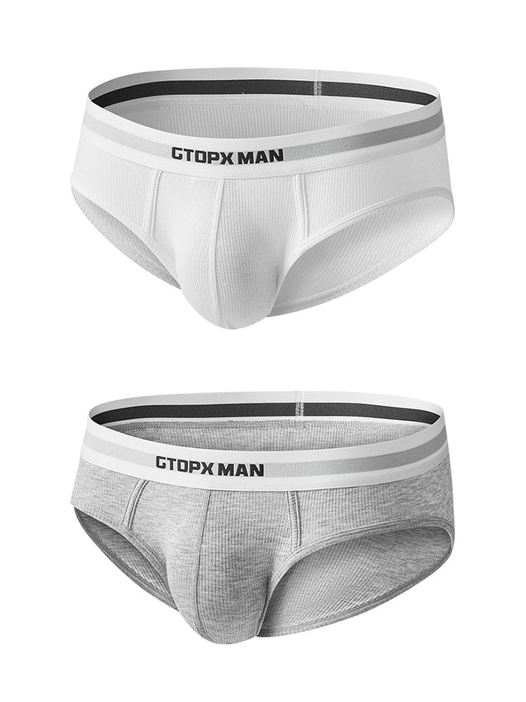 2-Pack Men's Threaded Design Breathable Comfort Low-Rise Thin U-convex Briefs