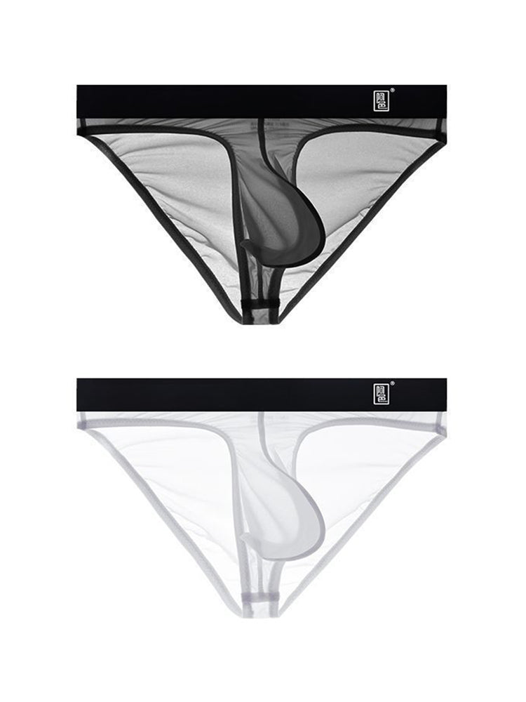 Men's Ultra Thin Ice Silk See-through Briefs