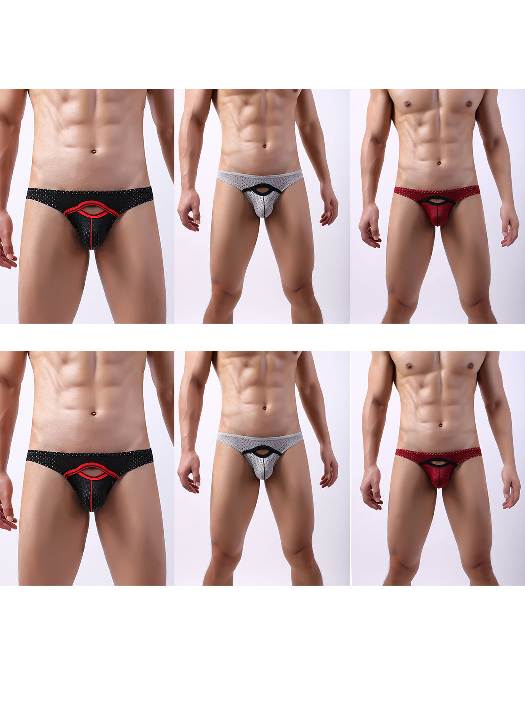 6 Pack Men's Sexy Hollow Out Bikinis