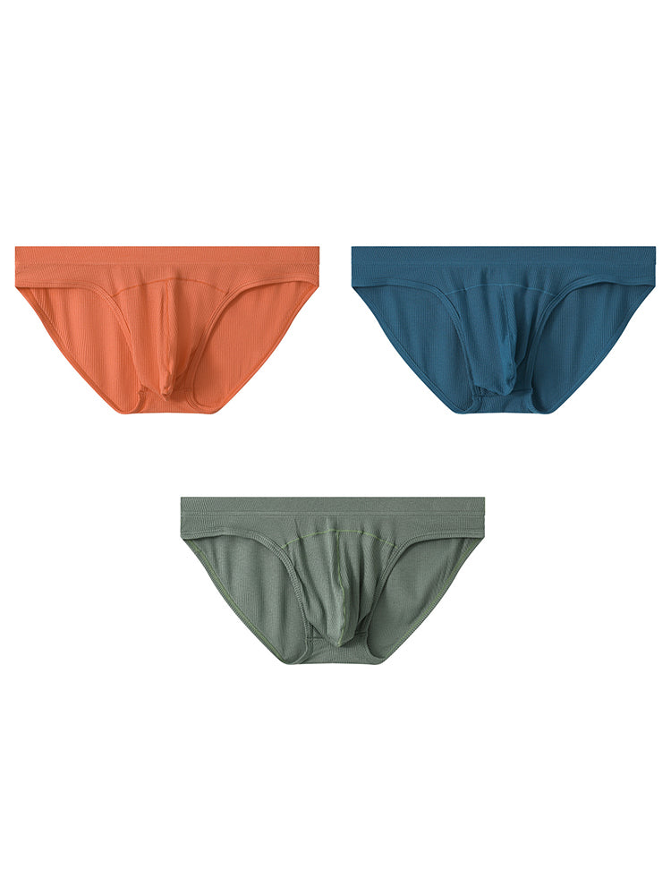 3 Pack Men's Sexy Threaded U-Shaped Briefs