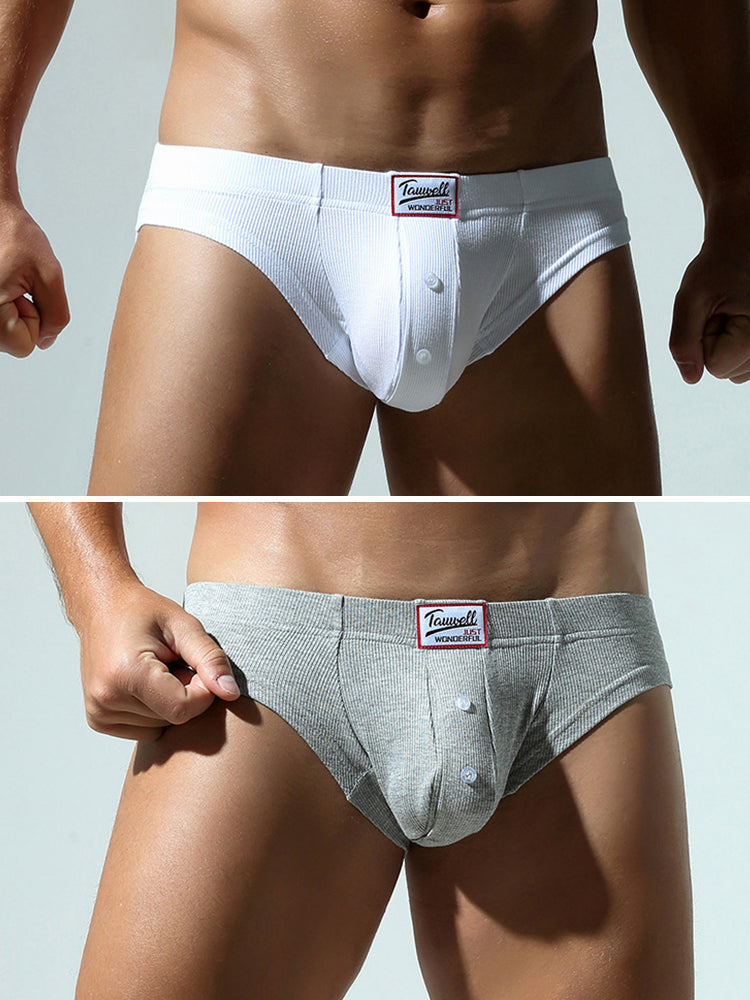2 Pack Men's U-Pouch Low-Rise Button Briefs