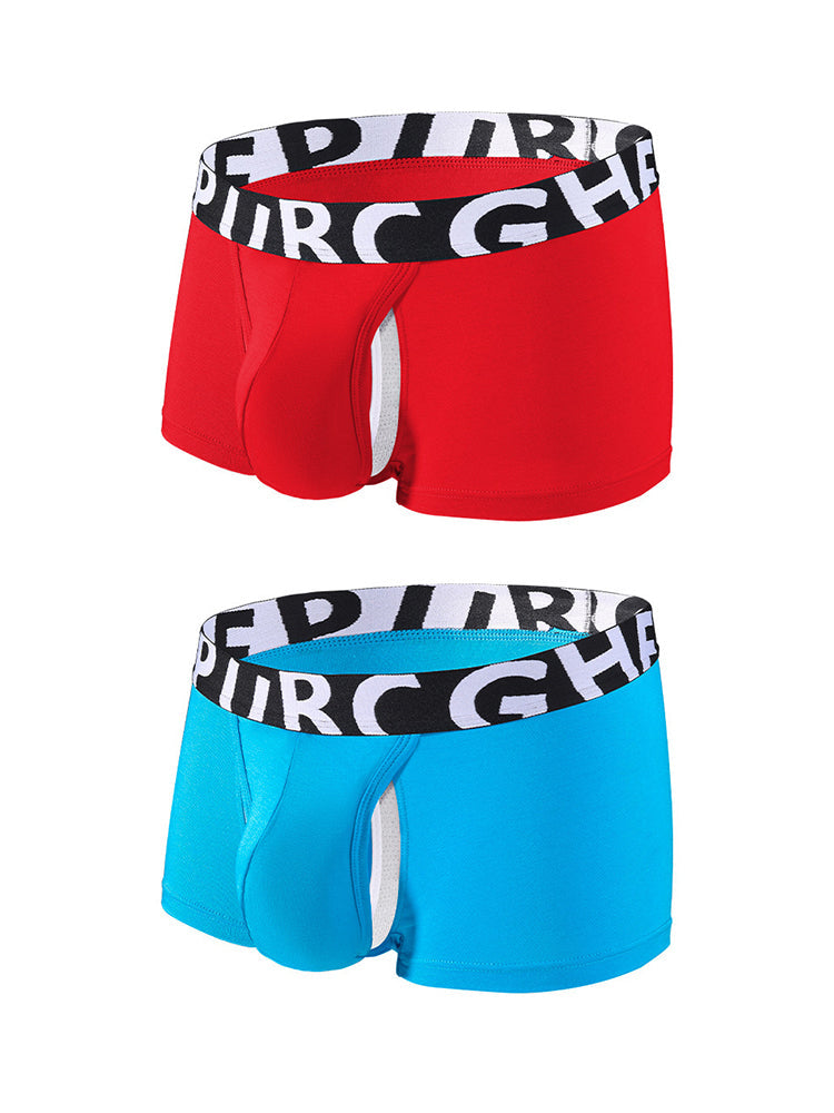 2 Pack Men's Separated Pouch Side Vent Design Trunks