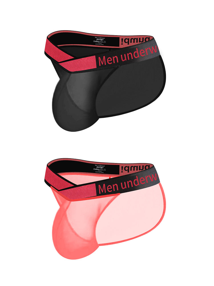 2 Pack Men's Large Pouch Semi-Transparent Sexy Bikini