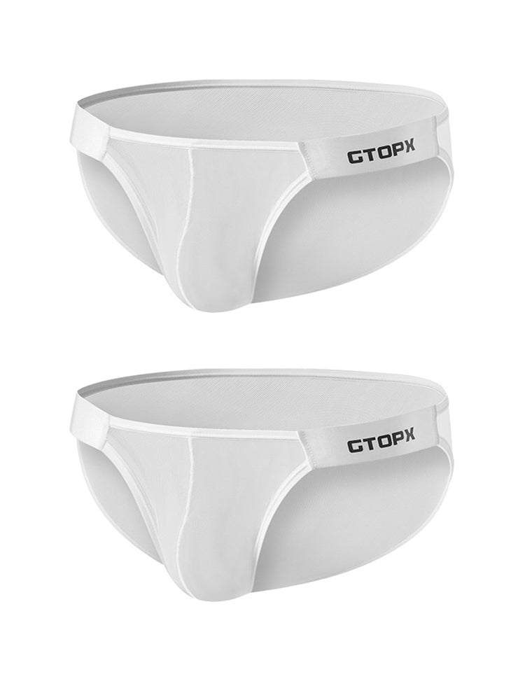 2-Pack Personalized Belt Ice Silk Breathable Mesh Men's U-convex Low Waist Briefs
