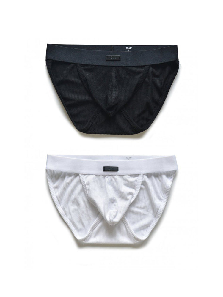 2 Pack Men's Low-rise High-cut Solid Briefs