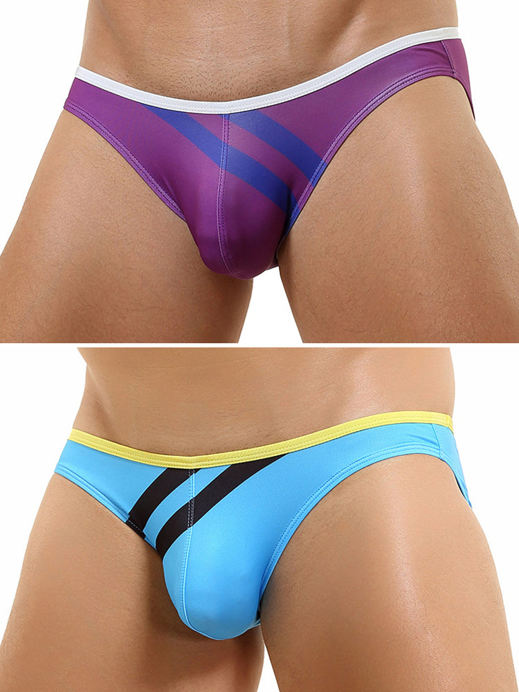 2 Pack Men's Low-rise Vibrant Stripe Bikini