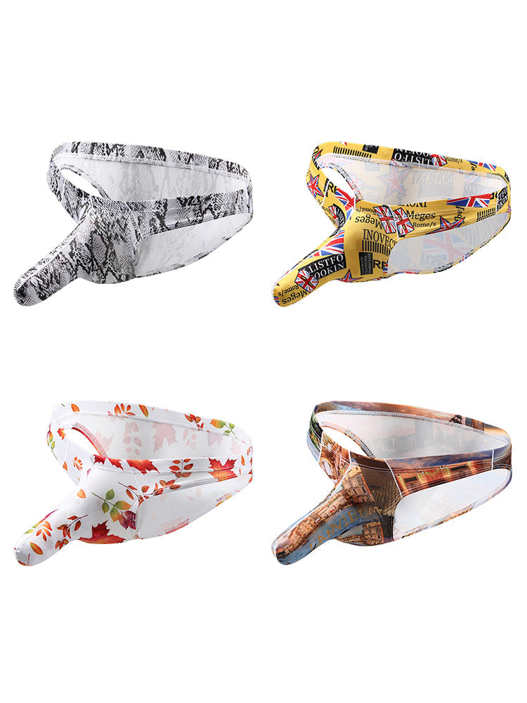 4 Pack Men's Elephant Print Sexy Bikini