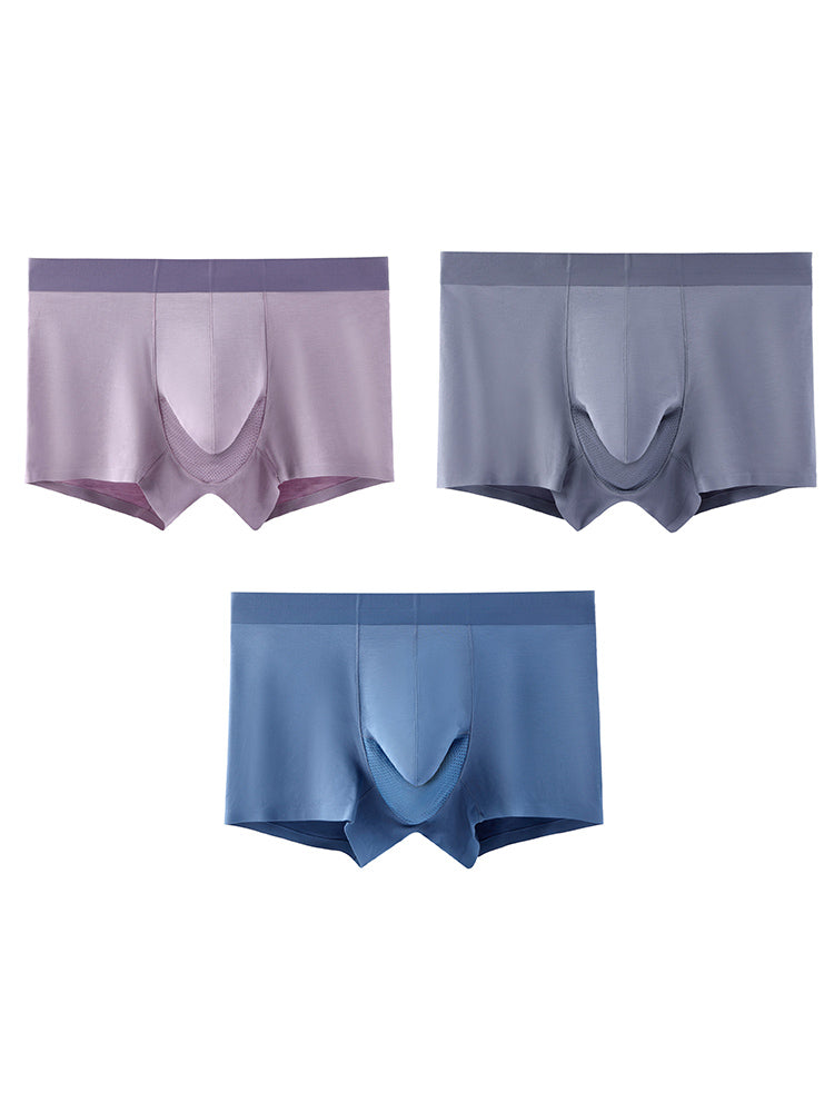 3 Pack Men's Separation Design Seamless Antibacterial Breathable Trunks