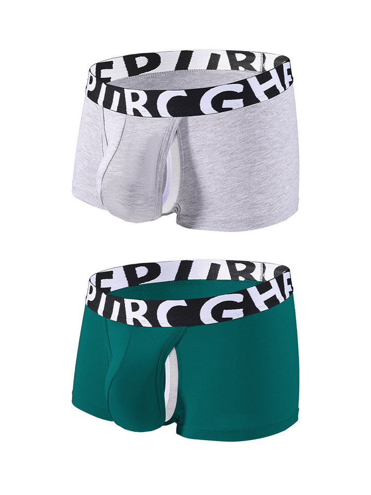 2 Pack Men's Separated Pouch Side Vent Design Trunks