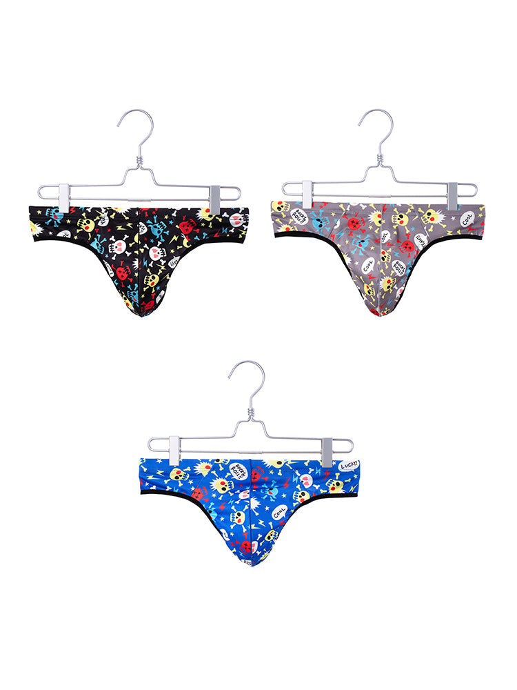 3-pack Men's Sexy Skull Low-rise Thong