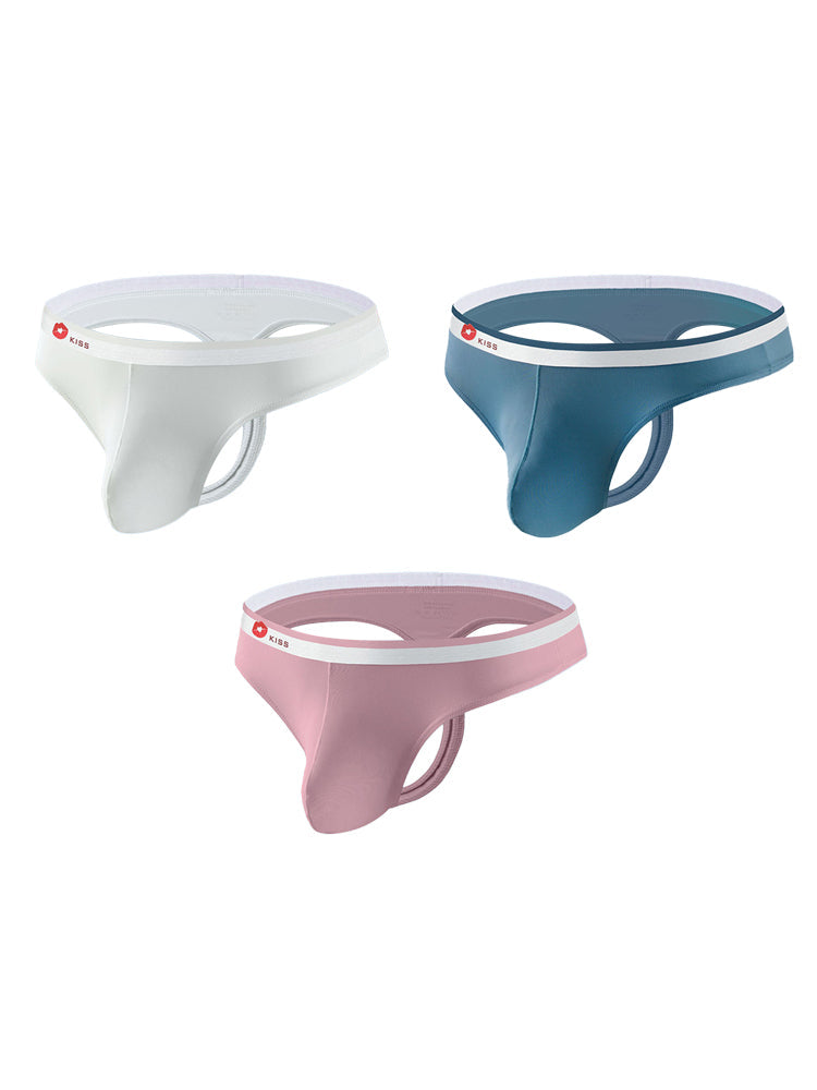 3 Pack Men's Ice Silk Sexy U-Shaped Pouch Kiss Thong