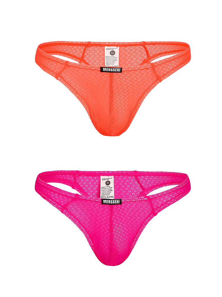 2 Pack Men's Low-Rise Lace High Elasticity Bikinis