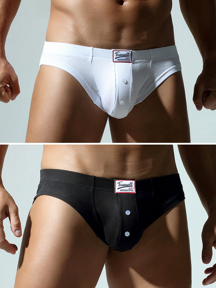 2 Pack Men's U-Pouch Low-Rise Button Briefs