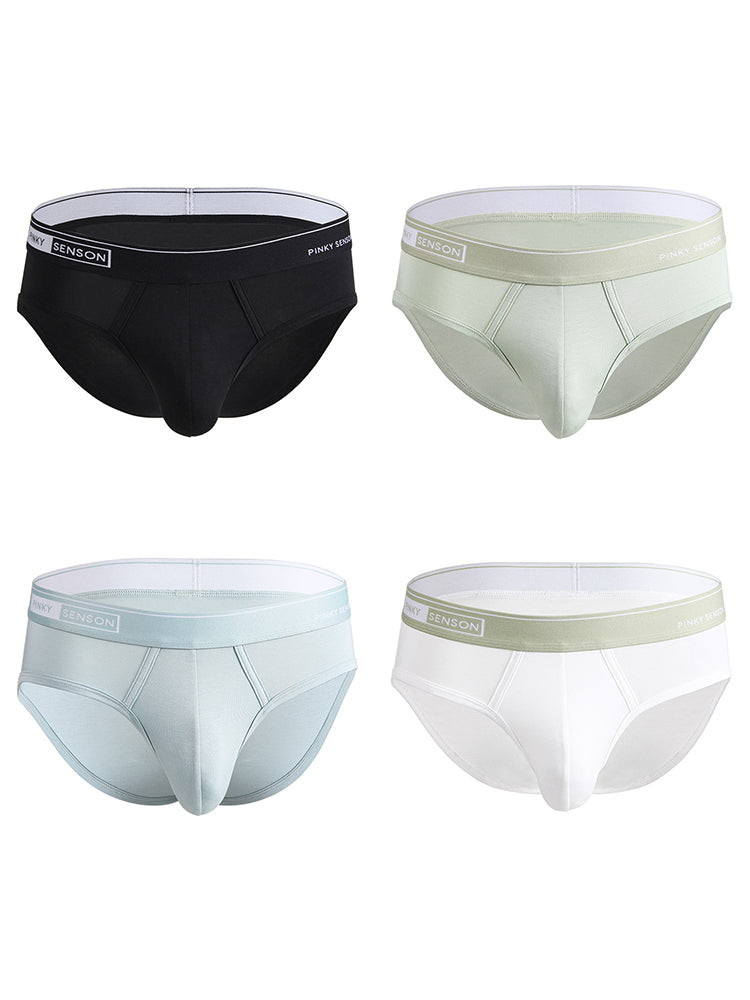 4 Pack Men's Modal Skin-Friendly Solid Color Mid-Rise Briefs