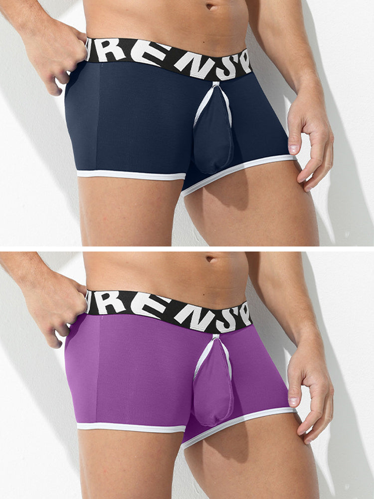 2 Pack Men's Modal Sexy Breathable Classic Trunks