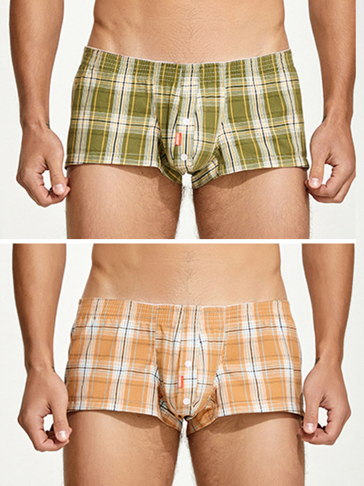 2 Pack Men's Plaid Lounge Shorts. Stylish and Breathable Sleep Trunks