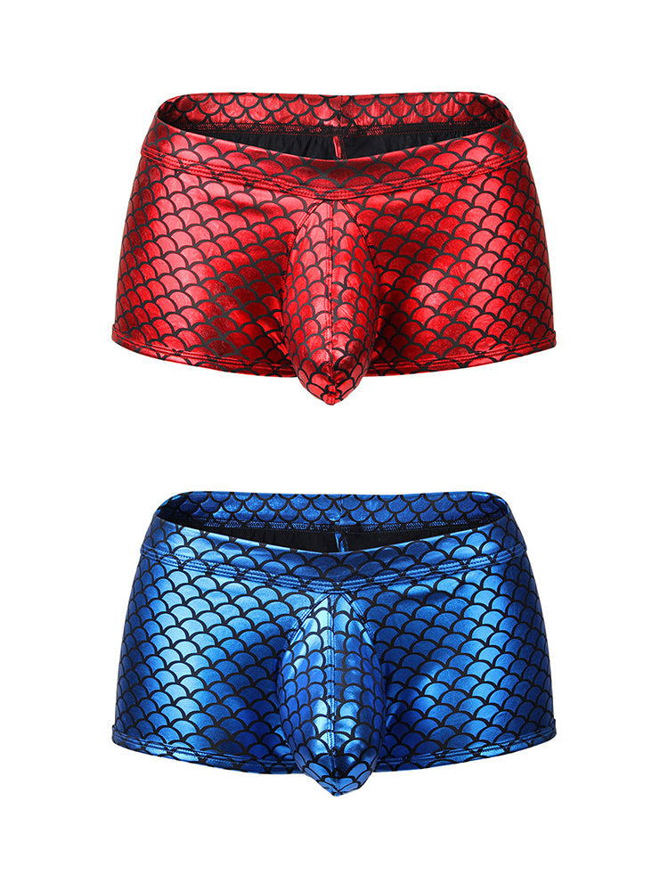 2-pack Men's Fish Scale Sexy Big Pouch Boxer Briefs