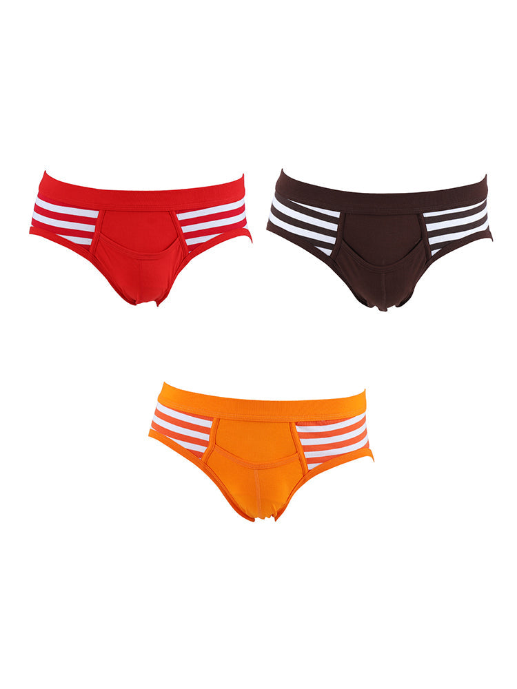 4 Pack Men's Mid-Rise Cotton Striped Briefs